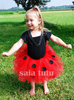 红色黑圆点蓬蓬裙儿童女，公主裙表演出服，短半身网纱裙摄影舞台装