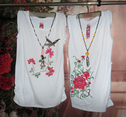 春秋韩版女装长袖短袖T恤衫弹性经典绣花圆领拉加白色打底衫