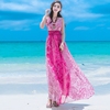 2023夏季女装露背吊带雪纺连衣裙海边度假沙滩裙波西米亚长裙