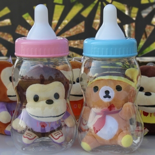 超大号透明奶瓶储蓄罐轻松熊猴子(熊猴子)大白流氓兔存钱罐六一生日礼物