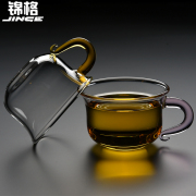 锦格玻璃小茶杯功夫茶具泡茶个性杯子带把耐热透明玻璃杯家用便携