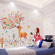 公主女孩可爱儿童房间墙，贴纸贴画少女心卧室，床头装饰墙上自粘墙纸
