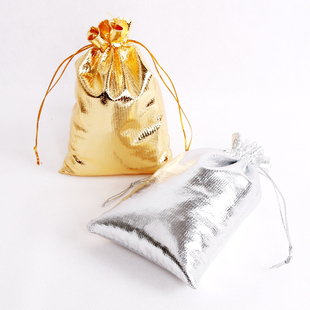 金银色珠宝首饰袋金银布袋束口抽绳 圣诞文玩收纳包装袋定制