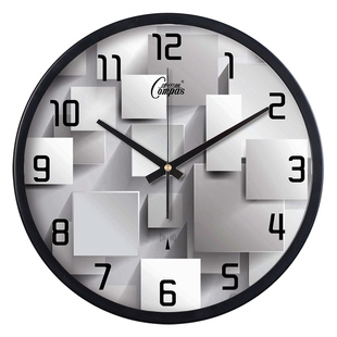 康巴丝电波钟三代创意金属钟简约现代时尚客厅挂钟静音立体钟表