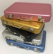 高档密码保险箱造型铝质，名片夹迷你手提箱，形状名片盒创意生日礼物
