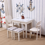 地中海实木折叠餐桌椅，组合美式现代简约可伸缩小户型家用餐桌椅