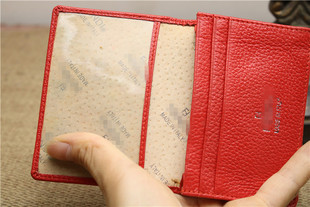 女款真皮钱夹零钱包红色多功能，创意迷你卡包一体包