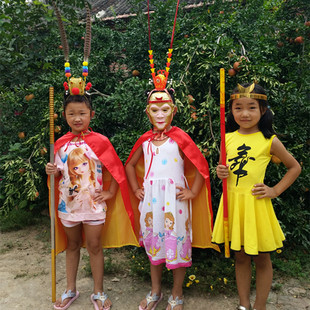 春节贺岁孙悟空衣服披风斗篷，金箍棒伸缩咒面具道具，儿童表演出服装