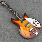 rick12弦半空心电吉他，虎纹贴面黄圈宗色喷漆可定制