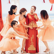 安以轩结婚姐妹团，伴娘服陈乔恩同款姐妹，群2017修身韩版小礼服