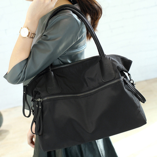 欧美时尚黑色大包简约单肩斜挎包，大容量牛津布包女包休闲包旅行袋