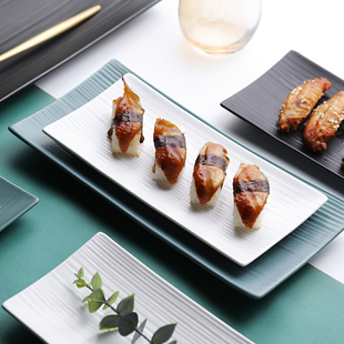 创意长方形陶瓷盘子牛排盘碟子西餐盘寿司盘，日式鱼盘菜盘家用餐具