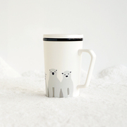 秀器陶瓷牛奶杯子，龙猫马克杯创意咖啡早餐杯子，个性带盖带勺