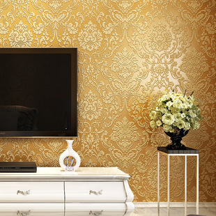 无纺布欧式简约墙纸 3D立体家用自粘壁纸 温馨客厅卧室电视背景墙