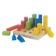 儿童启蒙教具 木制玩具 大号几何柱形板  阶梯对比积木 种小树