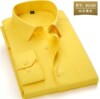春季长袖衬衫男青年商务职业工装休闲款纯黄色衬衣男士寸衫工作服
