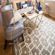 现代格子美式宜家地毯客厅，茶几沙发卧室床边书房，手工腈纶地毯定制