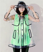 日本时尚透明 雨衣男女士情侣款柔软雨披户外漂流EVA斗篷长款摄影