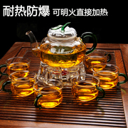 透明简约花茶杯套装家用花，茶壶玻璃耐热蜡烛，加热茶具过滤煮泡花果