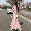 2022夏季韩版女装，显瘦粉色鱼尾裙子雪纺，气质连衣裙小清新长裙