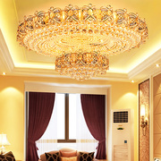 水晶灯大气客厅灯欧式圆形，吸顶灯现代轻奢酒店大厅，餐厅led灯具新