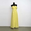 九九新礼服(新礼服)黄色，挂脖褶皱创意演出拍照齐地款礼服腰围2尺2hh491