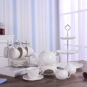 骨瓷咖啡杯套装欧式下午茶茶具，15头咖啡具英式茶具陶瓷花茶带架子