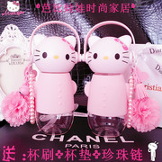 日本helloKitty玻璃杯便携叮当猫杯子卡通可爱女生粉色凯蒂猫水杯
