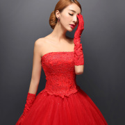 婚纱手套长款红色新娘礼服短款旗袍，秀禾服配件，蕾丝结婚秋冬季包指