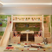 实木子母床多功能书桌床高低，床儿童双层床梯柜上下铺床带滑梯床