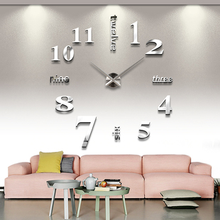 欧式客厅简约大挂钟表3D立体diy创意艺术墙贴钟表免打孔装饰时钟