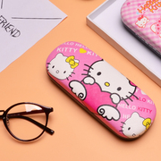 hellokitty 眼镜盒 女日本创意铁盒抗压粉色可爱卡通近视镜便携盒