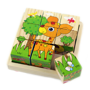 3d立体拼图积木木质六面，画积木宝宝，拼板儿童礼物木制益智玩具3-6