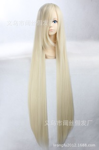 假发cosplay假毛 人形电脑天使心 小叽120cm1.2米 黄色长发长直发