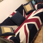 米字旗纯棉线毯沙发巾北欧时尚沙发，毯床尾毯桌布地毯，单双人(单双人)沙发垫