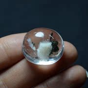 天然白水晶水晶戒面异象水晶 方解石包裹体 绿幽灵共生戒面裸石