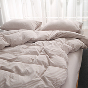 无印全棉床笠式四件套纯棉床单款水洗棉床上用品良品套件纯色