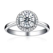 18k金钻戒(金钻戒)结婚30分50分钻石女戒指，1克拉求订结婚铂金显钻群镶