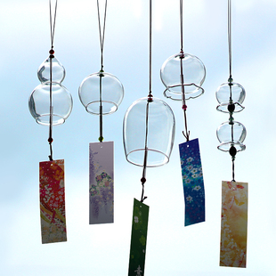 日式和风DIY透明玻璃手工风铃挂饰 创意礼物阳台花园婚庆户外许愿