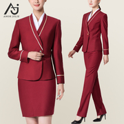 南航空姐制服职业装女裙套装，包臀套裙马夹航空乘务员工作服国韵红