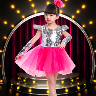 六一儿童演出服女童公主裙幼儿园跳舞表演蓬蓬裙红色纱裙舞蹈服装