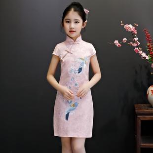 女童旗袍夏季薄款儿童女孩中国风唐装女宝宝古筝演出服连衣裙