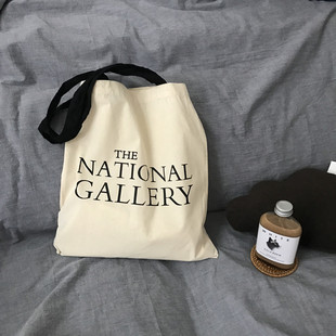 英国thenationalgallery棉布袋，字母单肩环保购物袋国家美术馆