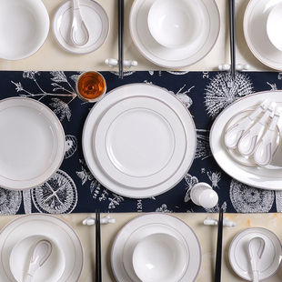 56头骨瓷餐具套装家用碗碟套装，西式陶瓷碗筷盘子，欧式创意碗盘组合