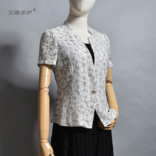 艾薇诺伊小西装短袖女韩版修身ol气质时尚显瘦蕾丝，短外套夏季