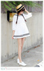 日系海军风白色连衣裙女夏JK制服海军服学生文艺宽松短款裙子