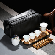 旅行泡茶套装便携式包一壶三杯玻璃茶壶陶瓷茶杯家用现代简约茶具