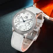 上海手表机械全自动女士手表，皮带防水女表镶钻时尚简约表
