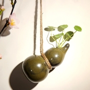 陶瓷悬挂花瓶水培植物小花，插创意麻绳壁挂，花器吊瓶墙饰家居饰品