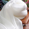 丝巾纯白色长款真丝围巾，100%桑蚕丝女披肩纱巾，春秋冬夏季百搭